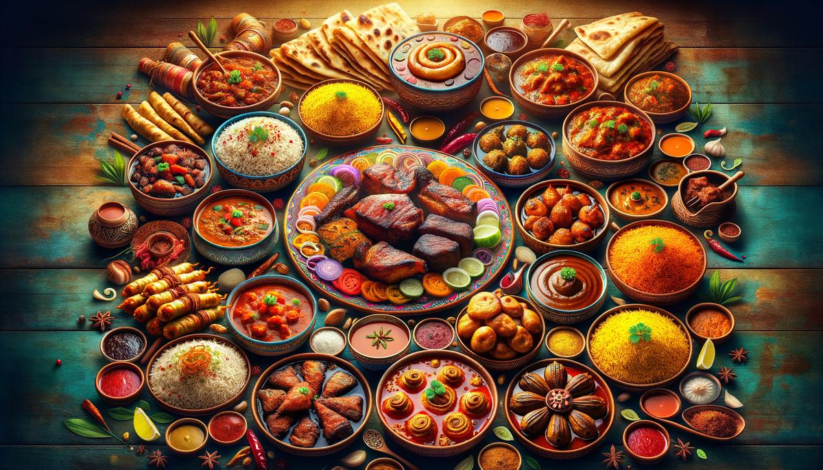 A colorful and varied spread of Indian dishes representing the diversity of Indian cuisine